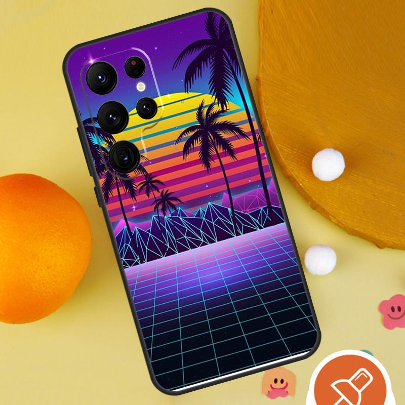 Synthwave Retro 80s Neon Case For Samsung Galaxy S25 Ultra S24 S23 S22 S21 Ultra S9 S10 S20 Plus S24 FE Funda Cover