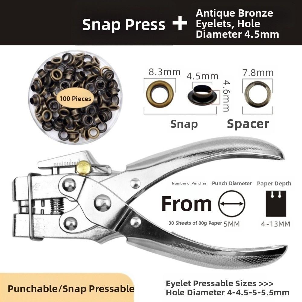 Heavy-Duty Punching Grommet Eyelet Pliers Kit  for Bookbinding, Leather & Fabric