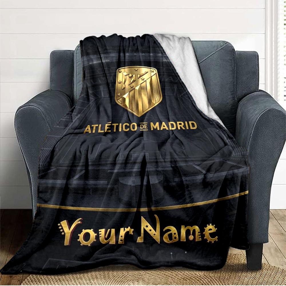 Name Custom Atletico Madrid Print Flannel Blanket High Quality Warm Comfortable Cover for All Seasons Perfect for Gifts Home Decor