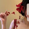 Цветочный зажим-утконос, заколка для волос с имитацией цветка, стеклянные бусины, заколка для волос с длинной кисточкой, головной убор для девочек и женщин, аксессуар