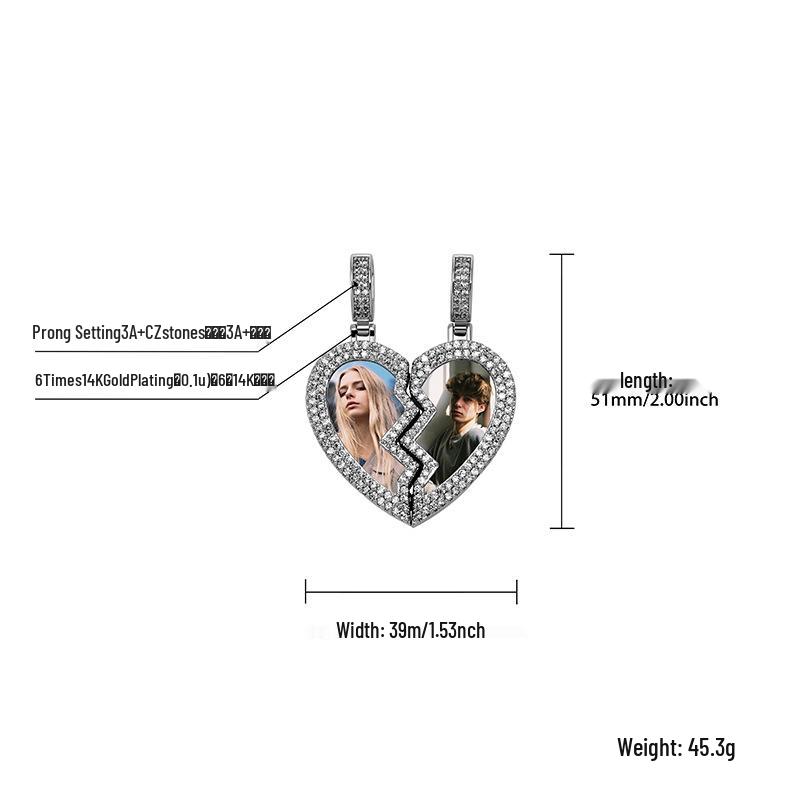 Кулон Jinao Heartbreak Memory Pendant: Европейское и американское колье-рамка для фотографий, сделанное своими руками.