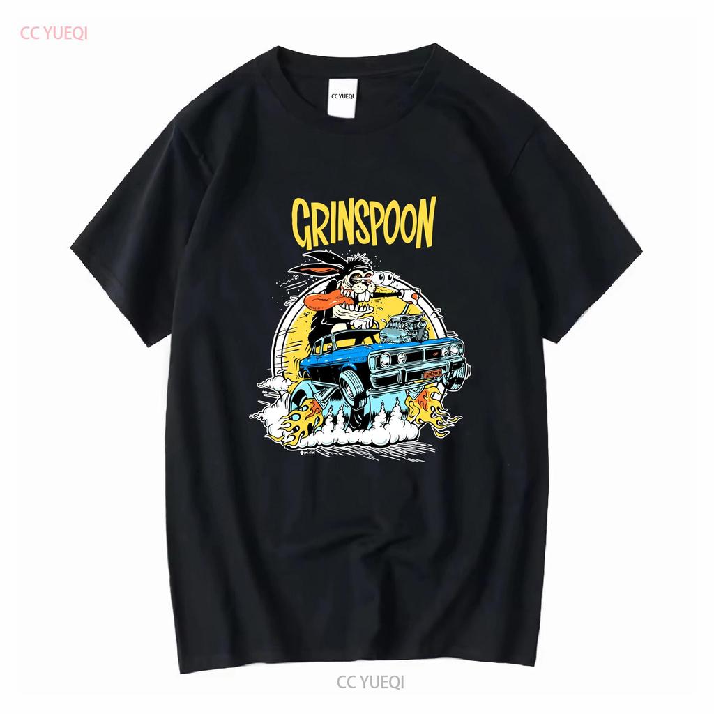 Grinspoon T Shirt Medium long sleeves vintage Washed Soft Comfortable homme graphic fashion Top For Everyday Wear Slightly