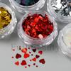 Nail Art Sequins Ins Romantic Valentine's Day 6 Bottles Of Mixed Sizes Love Peach Heart Laser Nail Sequins