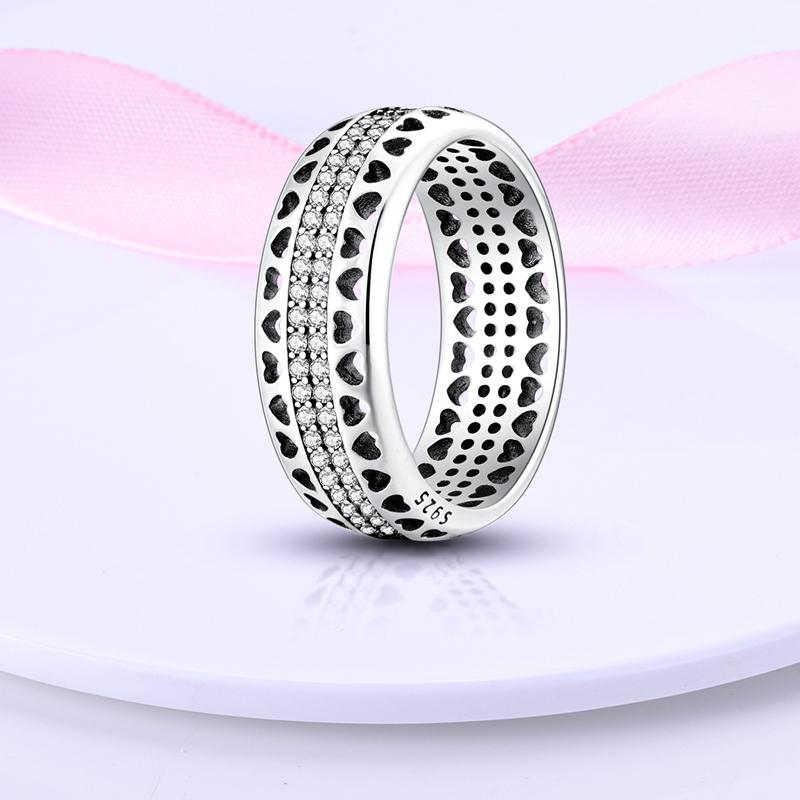 New 925 Silver Ring Pink Heart Blue Sun Star Moon Crossover Wide Rings For Women Party Birthday Jewelry Silver Gift