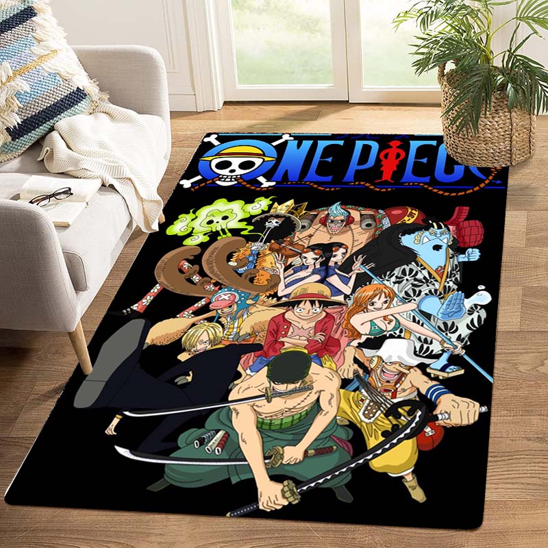 One Piece Luffy & Crew Pattern Printed Rug, Anime Style Home Decor, Anti-slip & Stain-resistant Carpet for Bedroom & Living Room