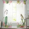 Spring Flower Bloom Butterfly Bird Tulle Curtains for Living Room Kitchen Bedroom Sheer Tulle for Cafe Hotel Modern Home Decor