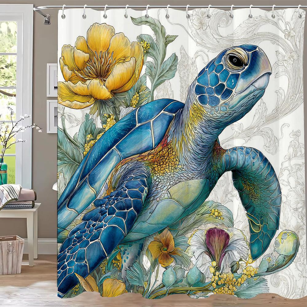 Sea Turtle /Marine Turtle Printed Shower Curtain, Bathroom Decorative Bathtub Curtain With Hooks,Home Decoration Curtain