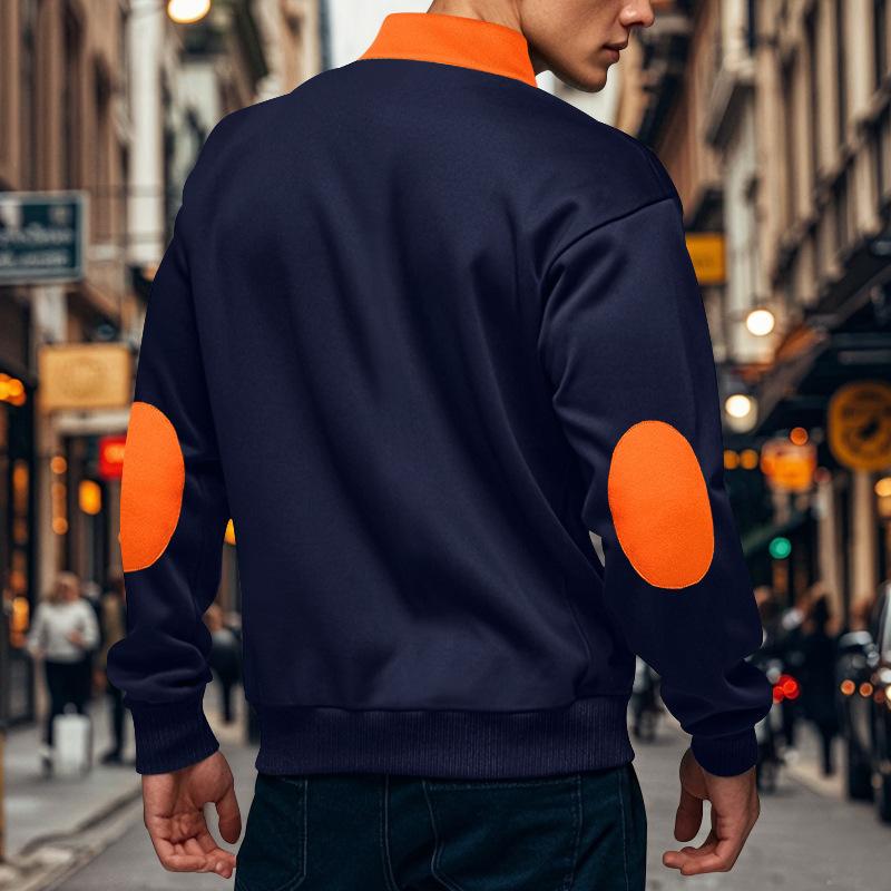 Зимний свитер с подкладкой, воротником-стойкой, молнией на половину длины, мужской, плотный, повседневный, с цветными карманами, свободный, повседневный, плотный свитер