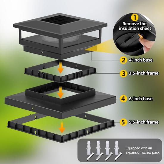 1/2 шт. Фонари на столбы на солнечной батарее, Водонепроницаемые, Автоматическая зарядка, Легко установить