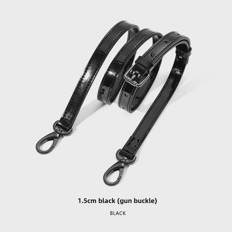 MHS-A-25 Черная блестящая лакированная сумка через плечо с регулируемым ремнем и пряжкой-шпилькой