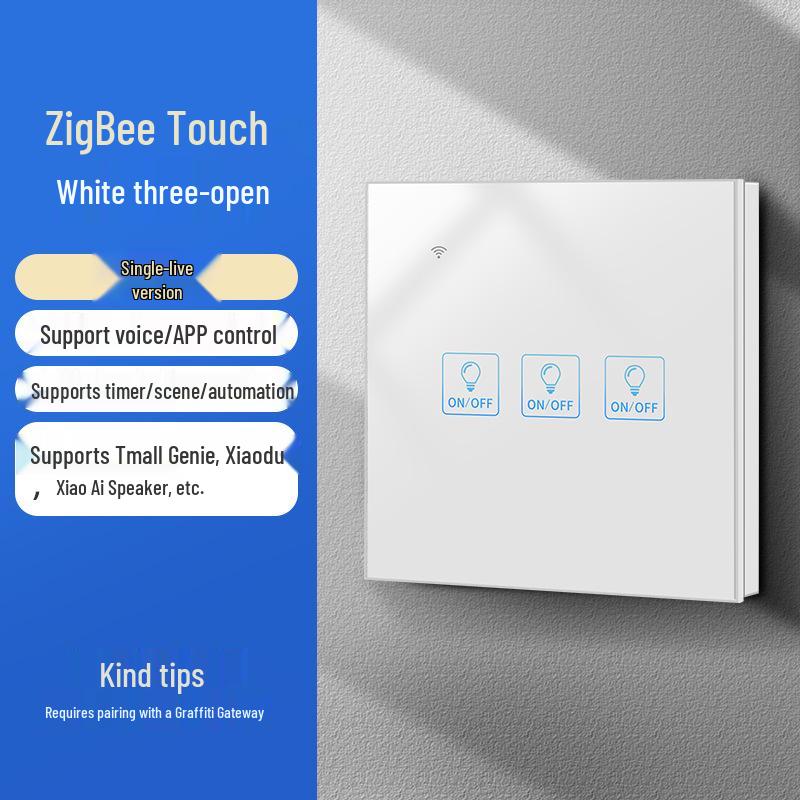 Zhengshang C3 Граффити ZigBee Умный выключатель: Беспроводная голосовая панель, с поддержкой Tuya, стандарт ЕС, совместима с Alexa и Google.