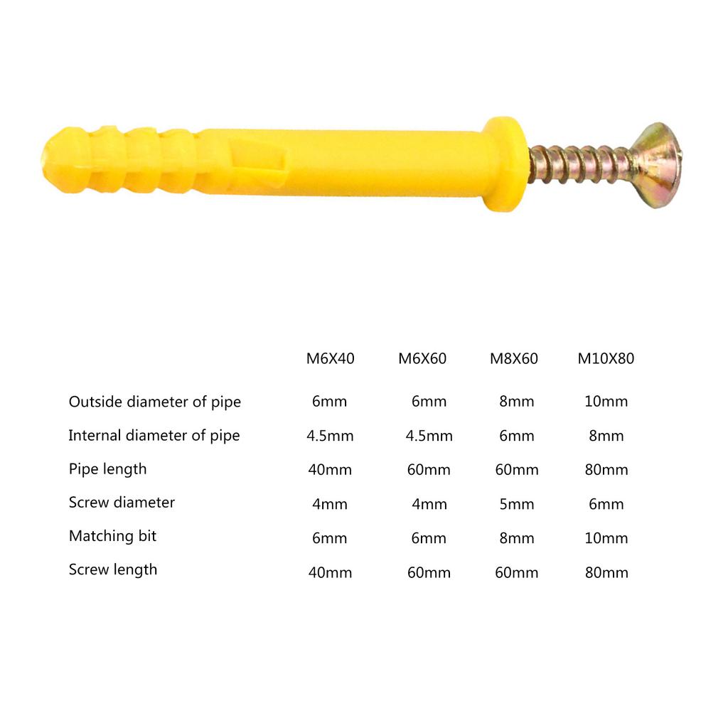 Профессиональный набор дюбелей и шурупов для стен Расширяющиеся дюбели и шурупы Устойчивые к ржавчине и долговечные Монтажные комплекты 100 шт.