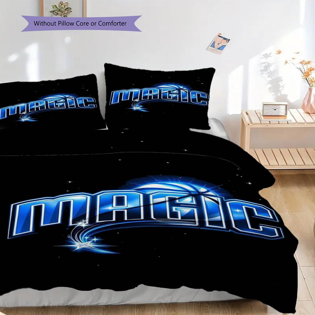 Magic Basketball Team Logo Three-piece set(1 * duvet cover + 2 * pillowcase, without core)Soft and comfortable Duvet cover and pillowcase