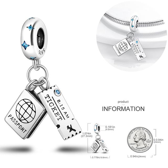 Подвески Plata Charms Of Ley 925 Elephant Katty Car Coffee, подвески, подходят для оригинального браслета Diy