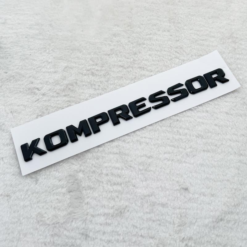 Emblema 3D KOMPRESSOR con letras para Benz W203 W204 W211 W210 Clase C SLK, ABS, negro brillante, cromo, calcomanía con logotipoppp1