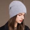 New Style Winter Women Hat Decorate Beanie Hat Simple Design Rabbit Fur Blend Warm Winter Cap Y2K Female Outdoor Knitted Hat