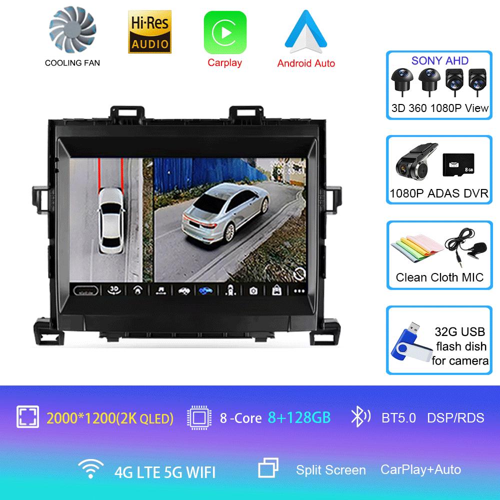 Для Toyota Alphard H20 2008-2014 автомобильный радиоприемник Android 14 Carplay автомультимедийный плеер WIFI+4G DSP автомагнитола стерео 2din головное устройство