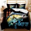 3D Printed Big Pike Fishing Hunting Bedding Set Fishing Duvet Cover Double Twin Full Queen King Adult Kids Bedclothes Quilt Cove