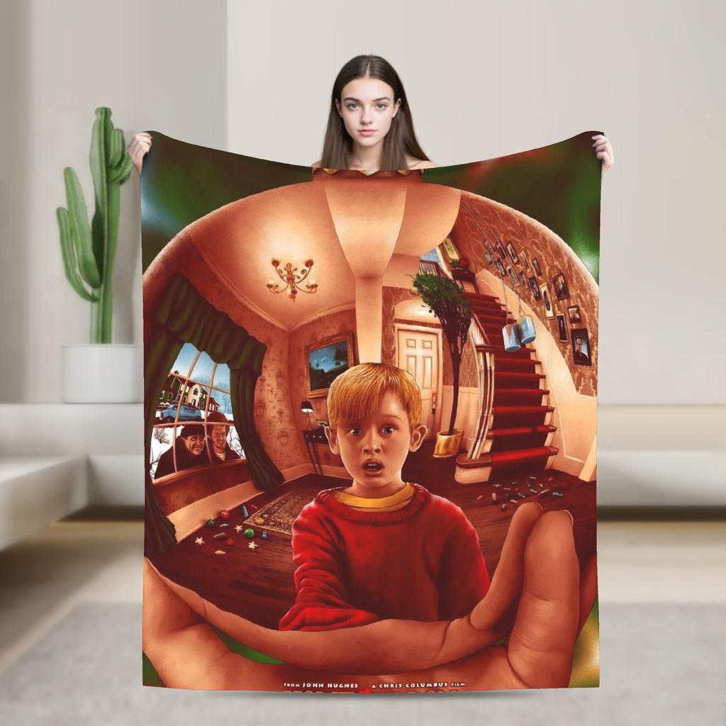 Home Alone Merry Christmas Blanket Quality Warm Soft Throw Blanket Autumn Travel Couch Chair Sofa Bed Funny Bedspread