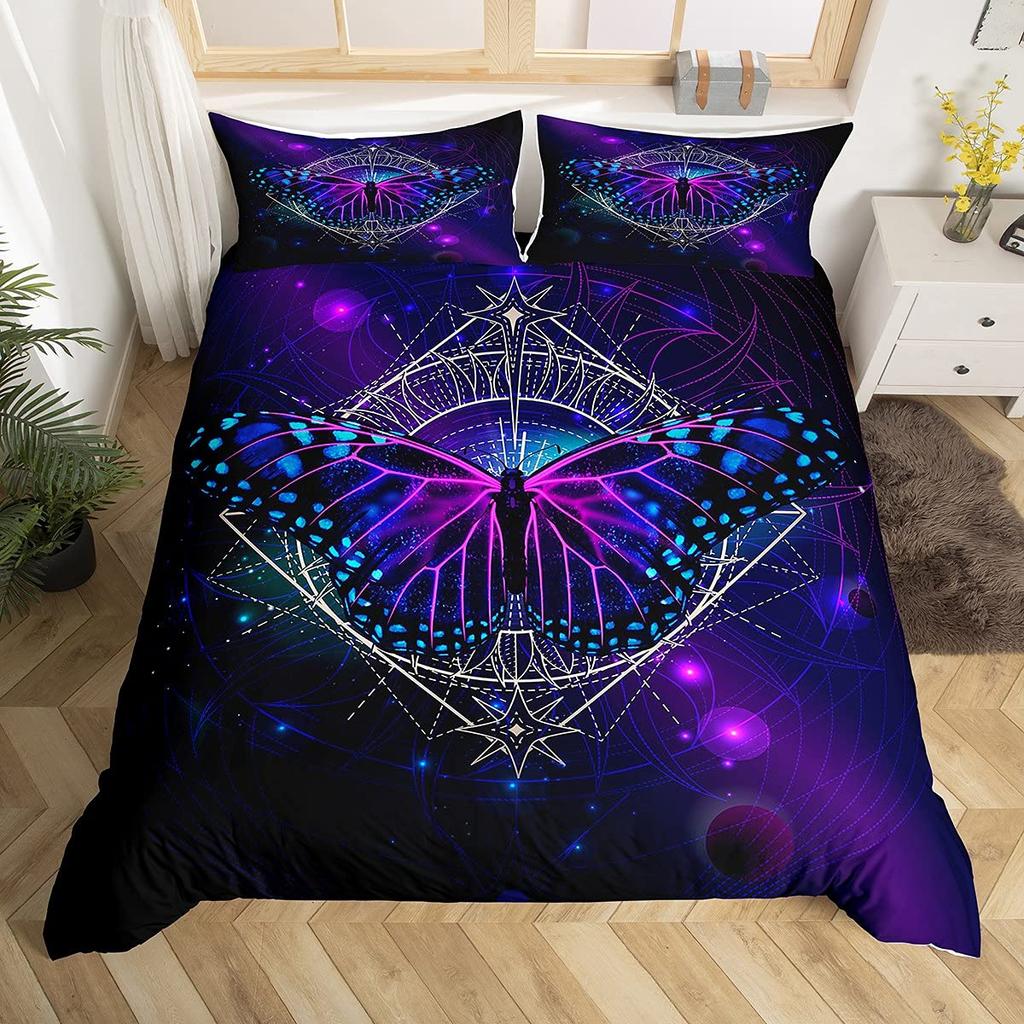 Комплект постельного белья Fantasy Flower Butterfly для взрослых, подростков, роскошный комплект постельного белья из полиэстера с 3D-печатью и разноцветными бабочками и розами