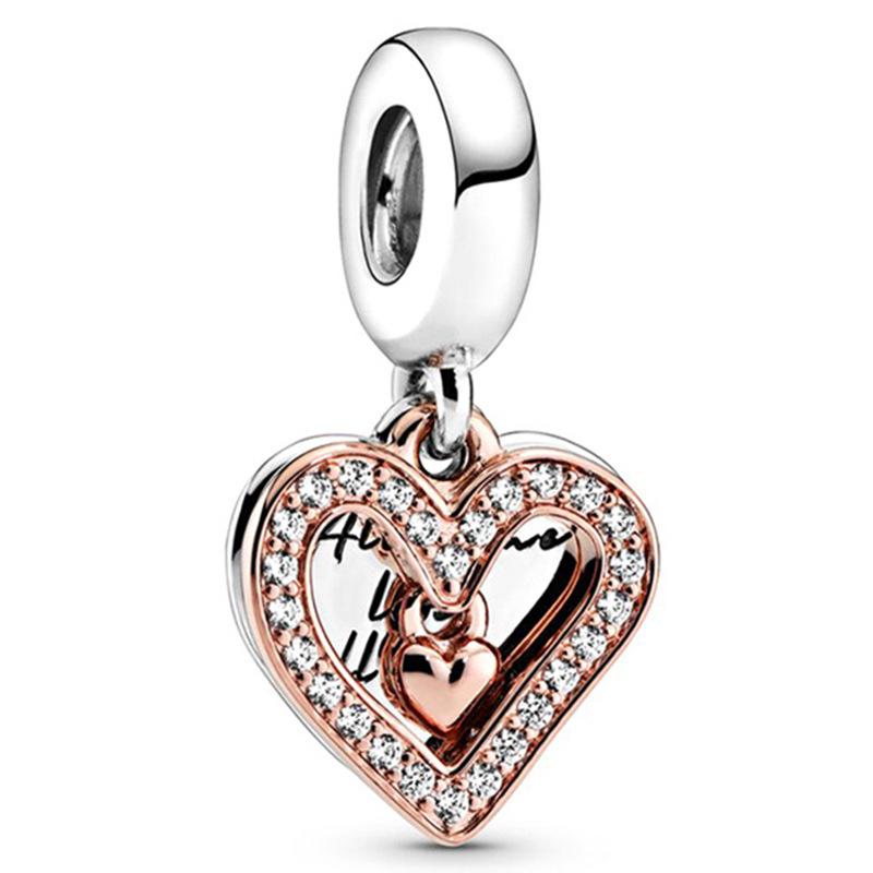 European Style DIY Charm Beads for Jewelry Making, Gold Plated CZ Heart Animal Dangle Charms, Pandora Compatible Bracelet Necklace Accessories