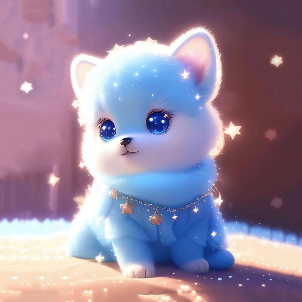 Алмазная картина, полная дрель, милое животное, круглая алмазная живопись, ручная работа, голубая роза, сделай сам, алмазная мозаика, картина, украшение дома