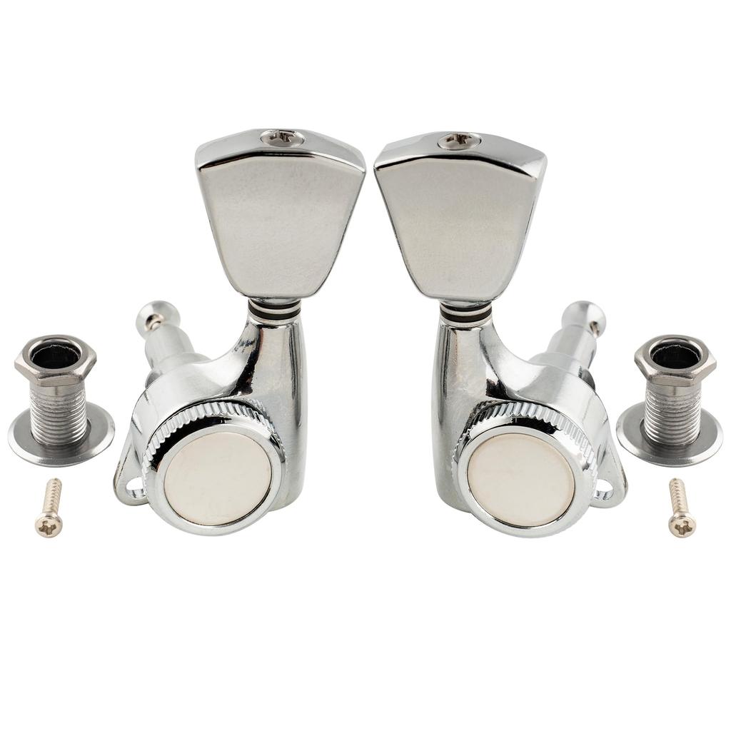 Musiclily Pro L3R3 Locking Tuners for Electric and Acoustic Guitars with Chrome Keystone Buttons