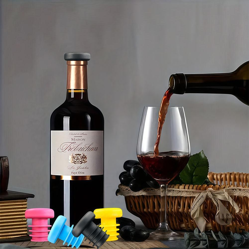 Set of 5 Colored Threaded Wine Bottle Stoppers