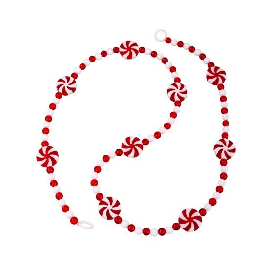 Рождественская конфетная гирлянда Пластиковая гирлянда из мятных конфет-бусин для рождественской елки, венка, камина, праздничные принадлежности для вечеринки