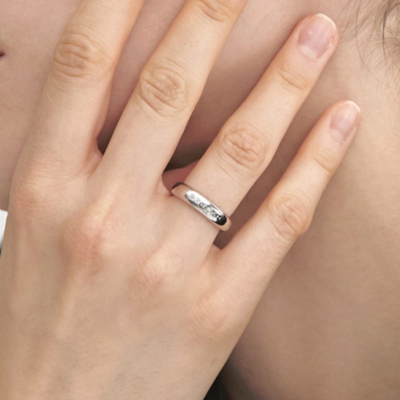 hyeres-lor champagne full moon silver (W) glossy slim ring M HL2R33216W9