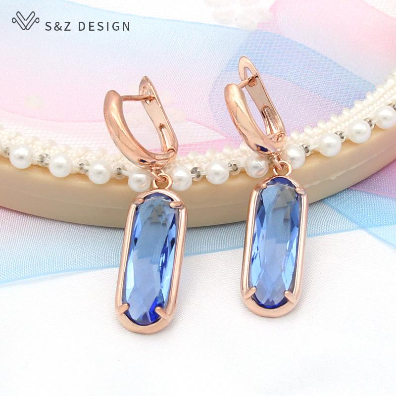 Classic Elegant Oval Egg Shape Cubic Zirconia Drop Earrings For Women Girl Wedding Party Fashion Jewelry Rose Gold Color Eardrop