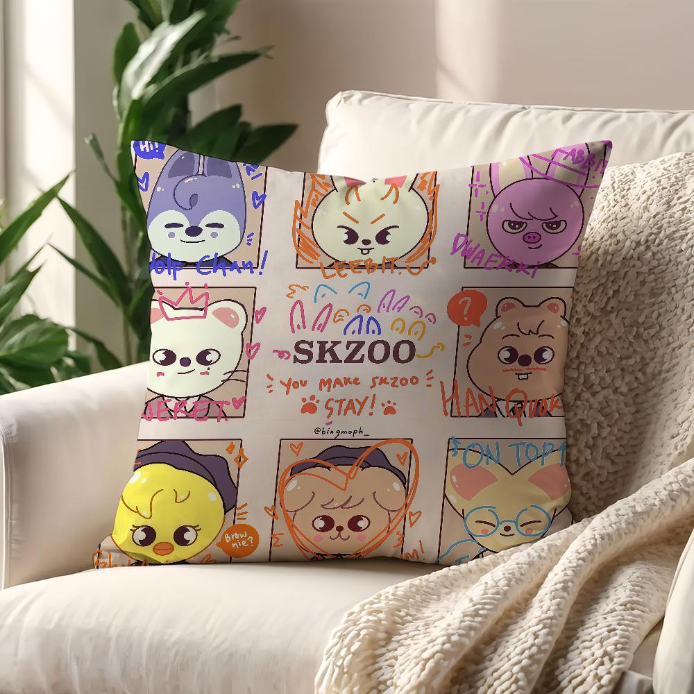 Kpop S-Skz-oo-S Мультяшная наволочка Для Подушки Дивана Печатный Декор Комнаты Дома Офиса Кофейни Автомобиля Нордическая Простота
