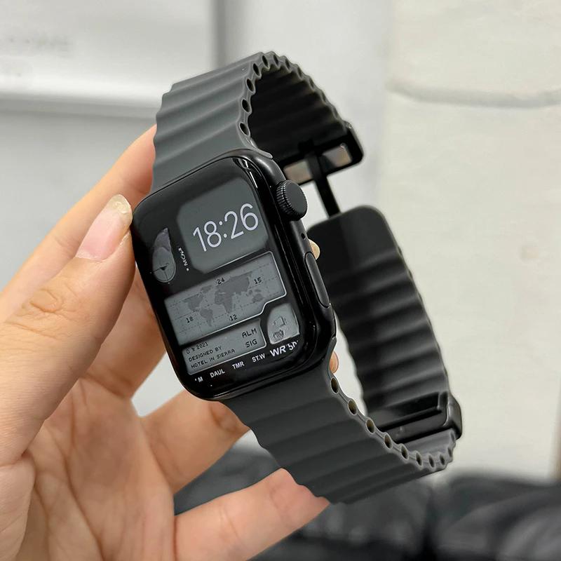 Ocean Strap for Apple Watch 10 9 8 7 Ultra Band 46mm 45mm 49mm 44mm 41/42mm Silicone Magnetic Sport Bracelet iWatch Series se 6