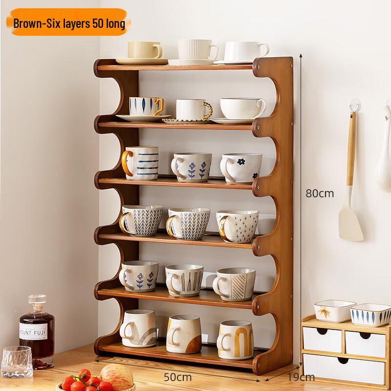 Бамбуковая многоярусная настольная подставка для чашек