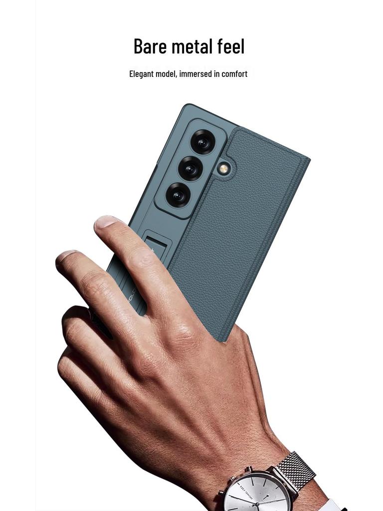 Кожаный чехол-книжка для Samsung Z Fold7: Модный встроенный защитный чехол