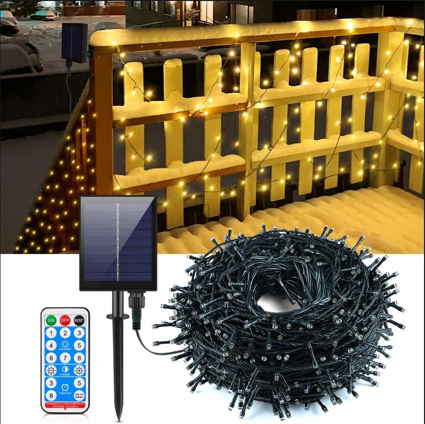 100-1000 светодиодов Солнечные настенные светильники Солнечные светильники для забора Уличные водонепроницаемые солнечные садовые светильники Настенный светильник для столба забора Дворовая дорожка