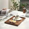 Поднос для чая из черного ореха в японском стиле, прямоугольный поднос для десерта, подставка для торта, деревянная посуда, легкое роскошное украшение для подноса для кофе