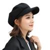 Ladies Beret Short Brim Plush Retro Dome Solid Color Headpiece Lightweight English Style Octagonal Cap Peaked Cap for Shopping Travel Dating