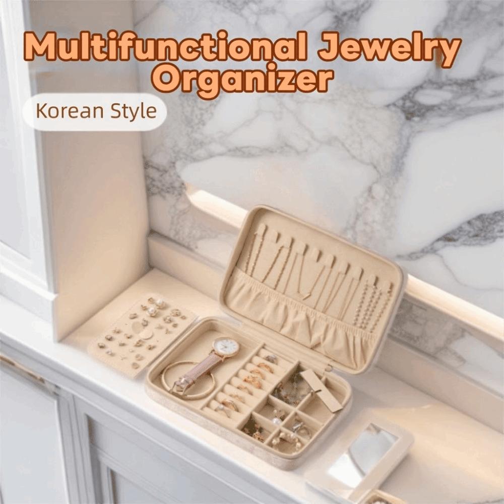 Large Capacity Velvet Jewelry Box Zipper Closure Jewelry Storage Case Jewelry Storage