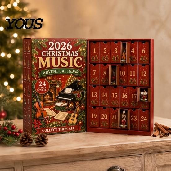 Unique Holiday Souvenir Christmas Music Advent Calendar 2026, 24 Mini Musical Instrument Theme Ornaments Countdown Calendar, Musician Gift for Lovers