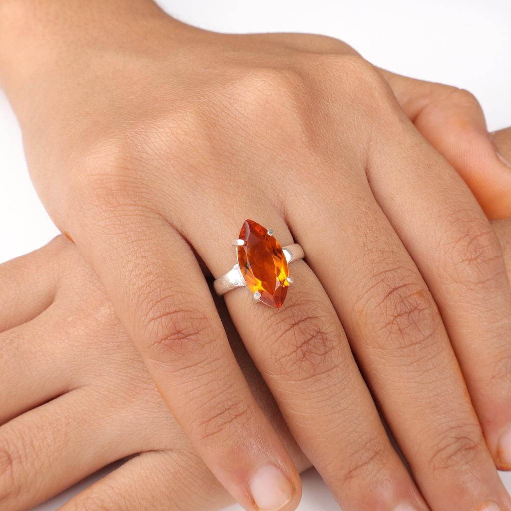 Citrine Gemstone 925 Sterling Silver Jewelry Handmade Fashionable Ring For Wife RR-65-6