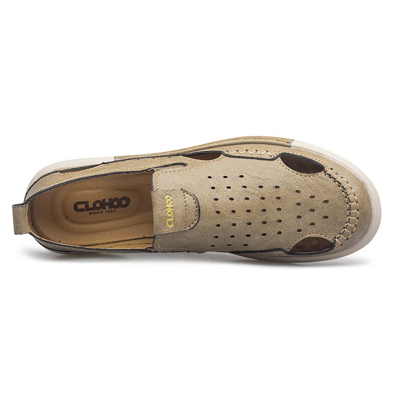 Мужские повседневные кожаные сандалии, прочные, сшитые вручную, с закрытым носком, нескользящие, для использования в помещении, на открытом воздухе, на пляже