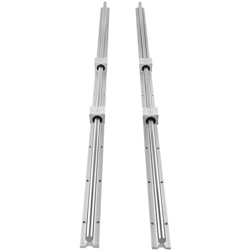 Linear Guide Rail Set, SBR20 1500mm, 2 PCS 59 in/1500 mm SBR20 Guide Rails and 4 PCS SBR20UU Slide Blocks, Linear Rails and Bearings Kit for Automated