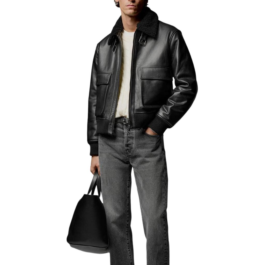 ZARA Leather Jacket Men's Black 05479110-35