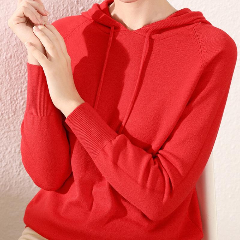 Свитер с капюшоном, женский шерстяной вязаный свитер, офисная женская корейская модная элегантная повседневная зимняя одежда большого размера