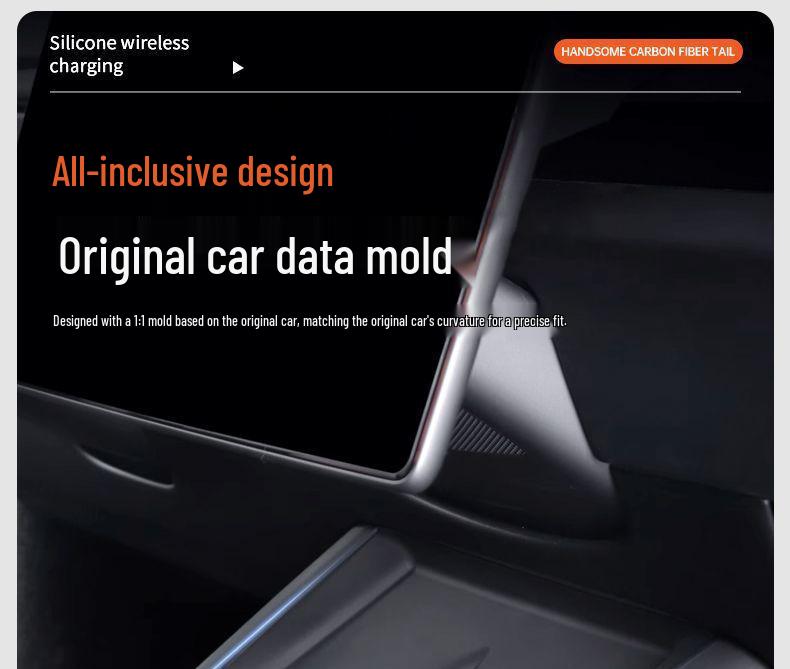 Силиконовая подставка для беспроводной зарядки для Tesla Model Y/3, элемент декора центральной консоли