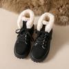 Зимние утепленные плюшевые зимние сапоги женские модные ботильоны из овечьей шерсти в стиле пэчворк на платформе женские теплые хлопковые туфли на шнуровке 2024