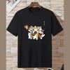 Cartoon Cat Men's T-Shirt Japanese Style Cat Print T-Shirts Casual Loose Short Sleeve Tee Oversized Men Clothing Tops Summer New