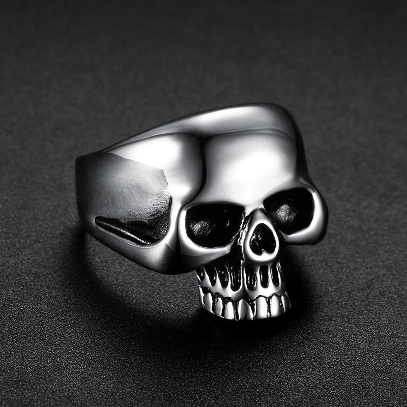 S925 Silver Ring Personalized Punk Series Skull Ring Shiny Skull Men's Ring