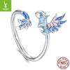 S925 Sterling Silver Blue Dragon Open Ring, Cross-Border Popular Personalized Ring Hand Jewelry